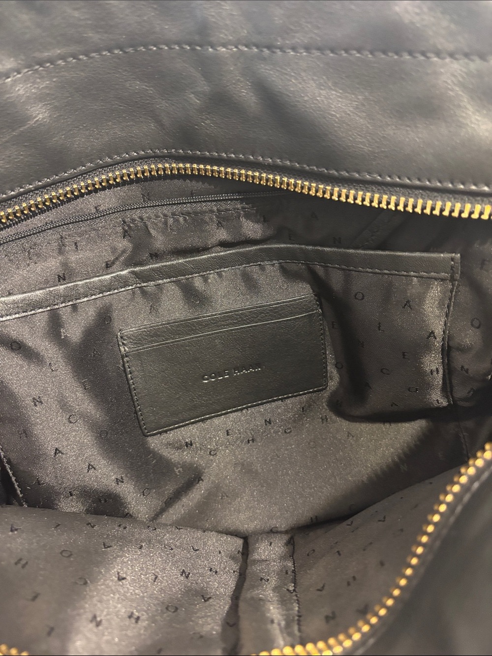 Cole Haan Classic Black Leather Work Tote with Gold Hardware and Braided Handles - Picture 5 of 12